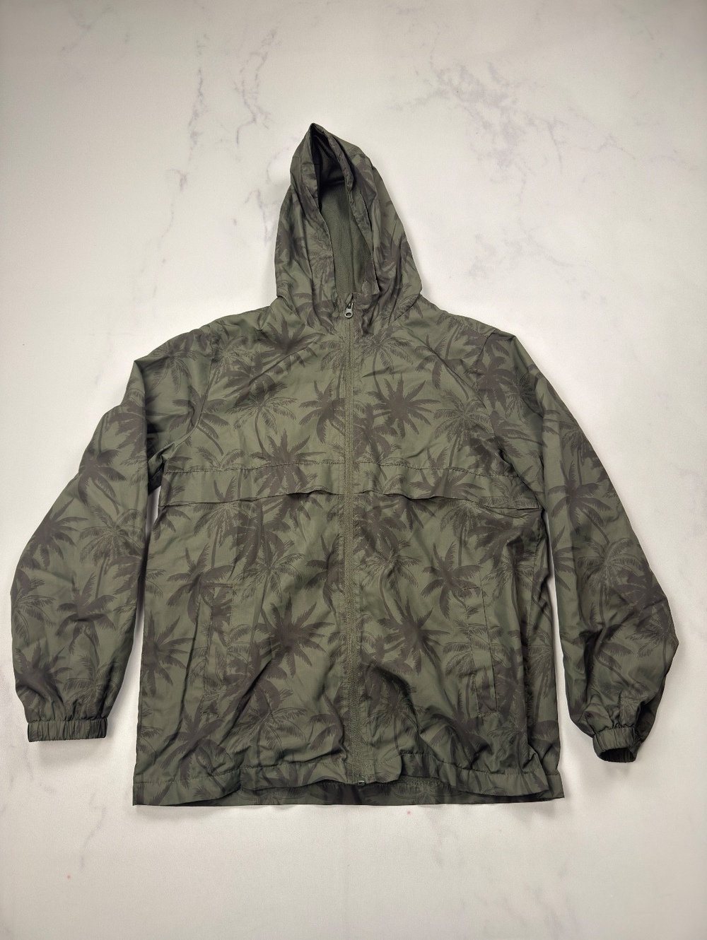 MNG Kids by Mango Palm Print Jacket Green 2010s Military Inspired - Boys 13 14